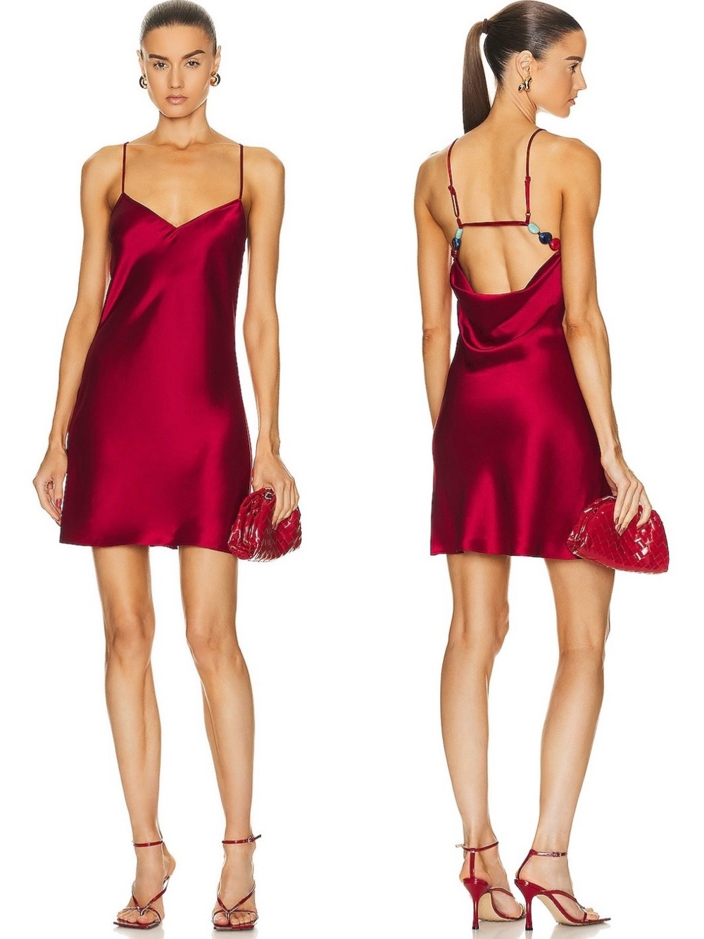 Staud Lydia Mini Slip Dress Ruby Red Small Medium NWT - Picture 1 of 16